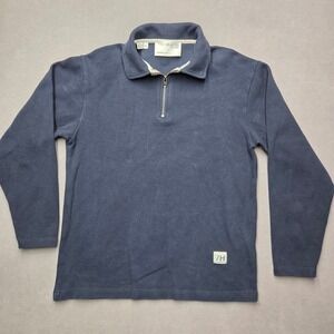 Selected Homme Navy Blue Pique Quarter Zip‎ Pullover Long Sleeve Sweater Mens M